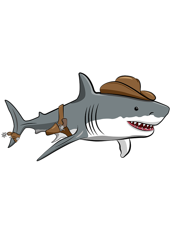 A shark wearing a cowboy hat.