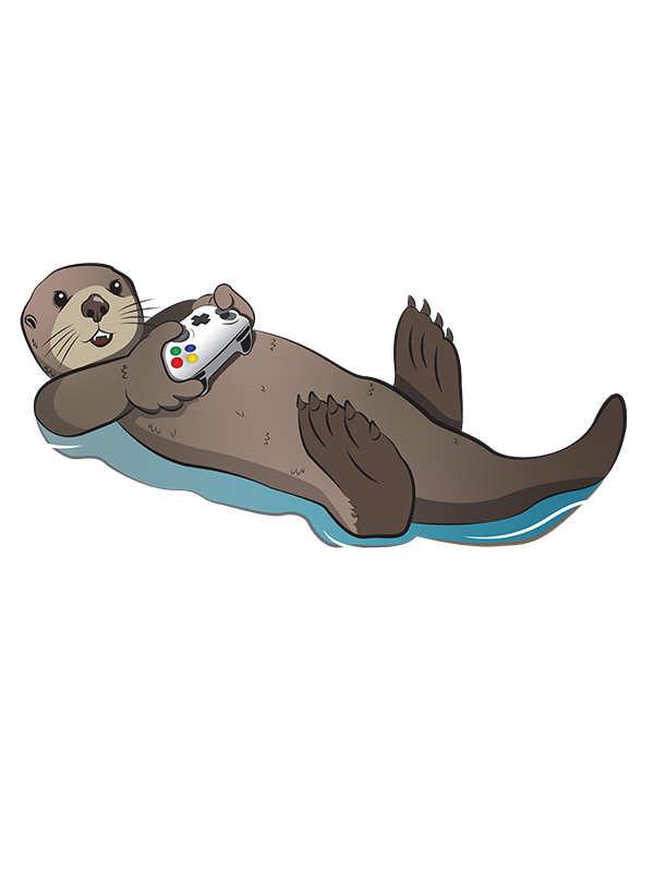 A sea otter playing video games.