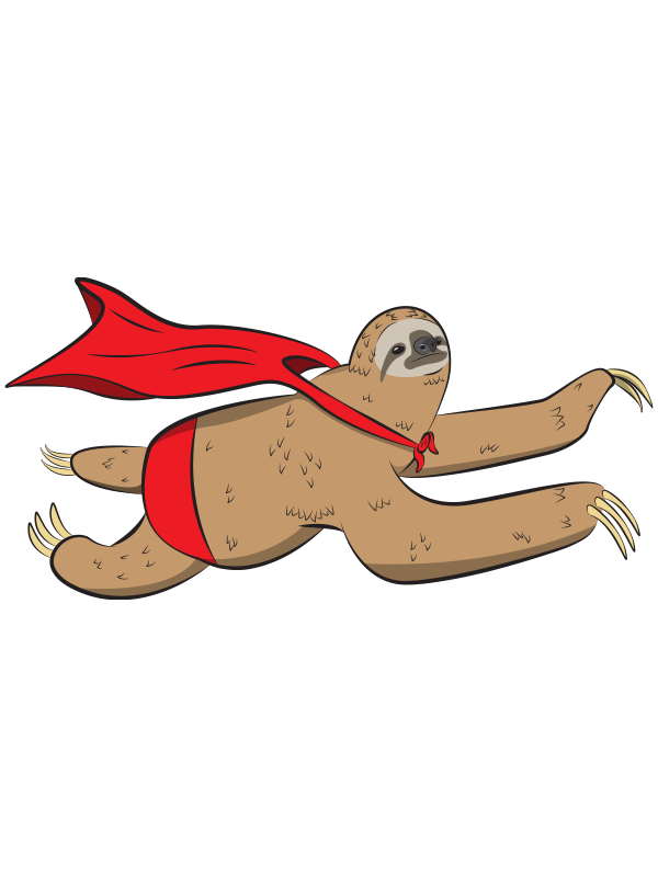 A super sloth in a cape.